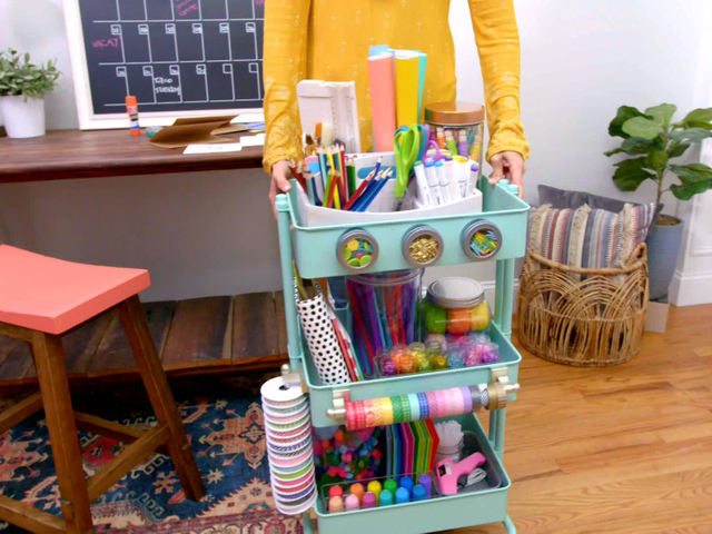 Organizing Kids' Art Supplies with a Rolling Art Cart - Blue i Style